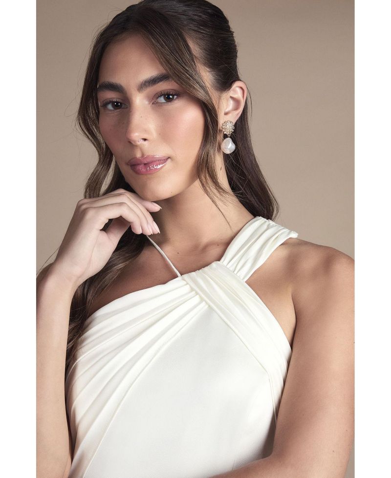 Women's Satin Halter Neck Fishtail Dress