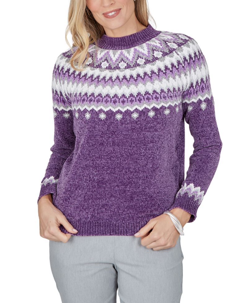 Petite Fair Isle Mock Neck Pullover Sweater