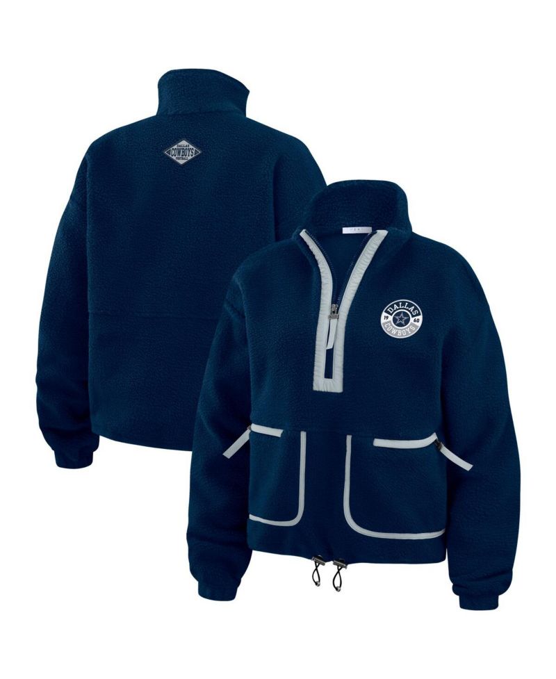 Women's Navy Dallas Cowboys Polar Fleece Half-Zip Jacket
