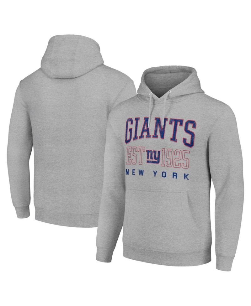 Men's and Women's Heather Gray New York Giants Throwback Logo Pullover Hoodie