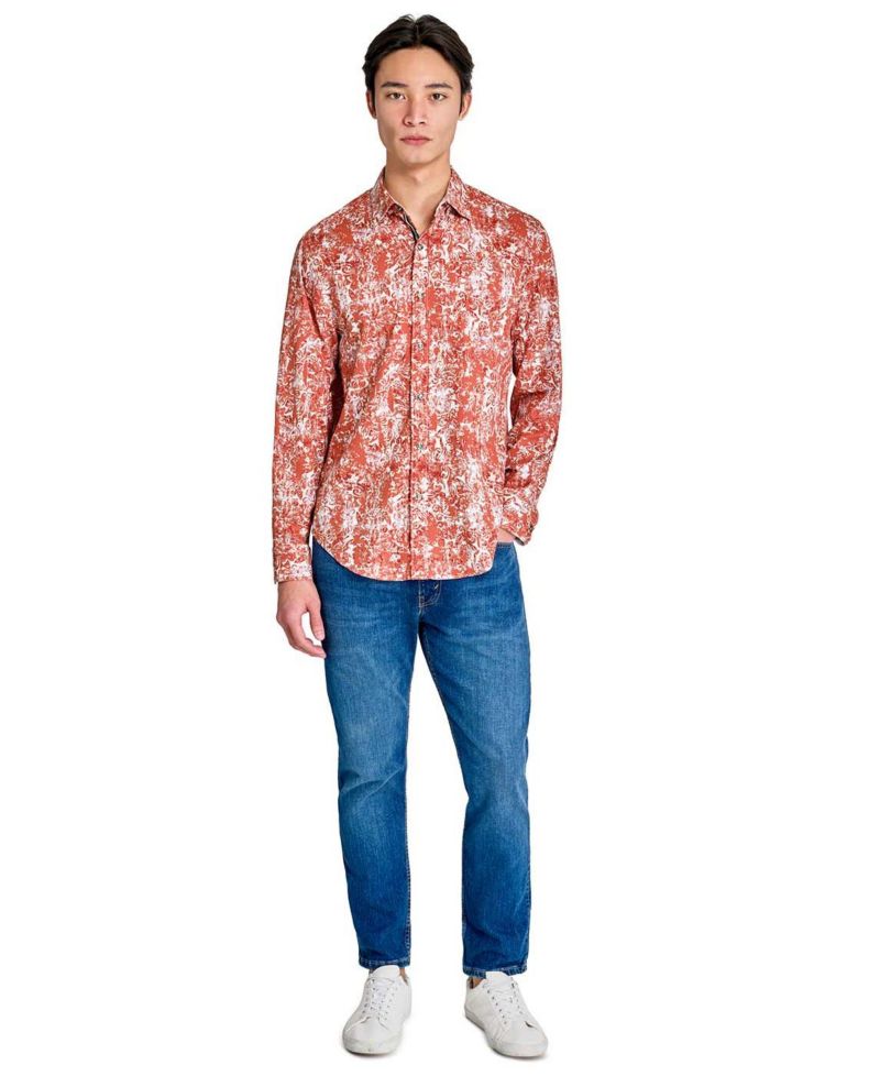 Men's Regular Fit 4-Way Stretch Performance Long Sleeve Button Down