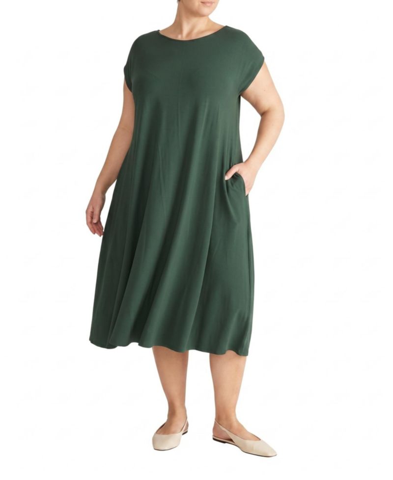 Plus Size Divine Jersey V-Neck A-Line Midi Dress