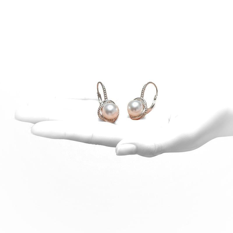 Timeless White Gold Plated Pearl Twisted Rope Earrings
