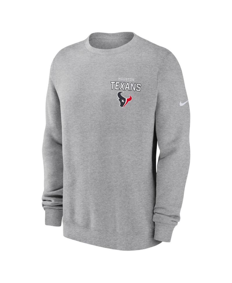 Men's Heather Gray Houston Texans Primetime Club Fleece Pullover Sweatshirt