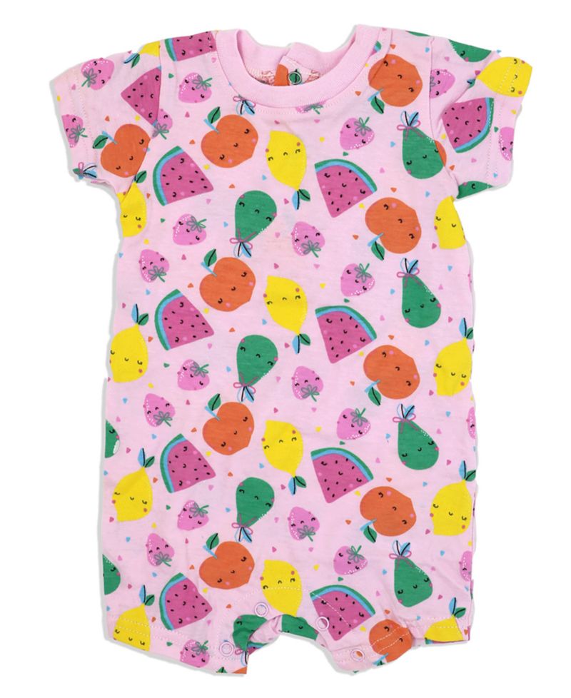 Baby Girls Fruity Short Sleeved Romper and Shoes, 2 Piece Set