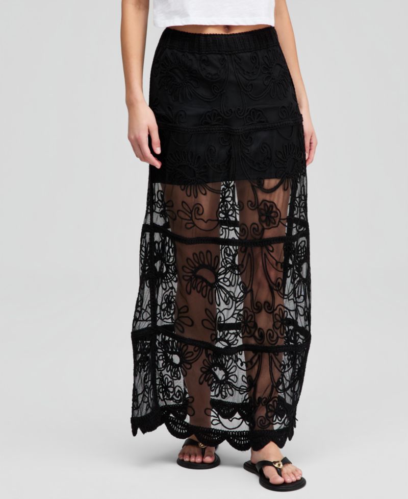 Women's Soutache Mesh Maxi Skirt