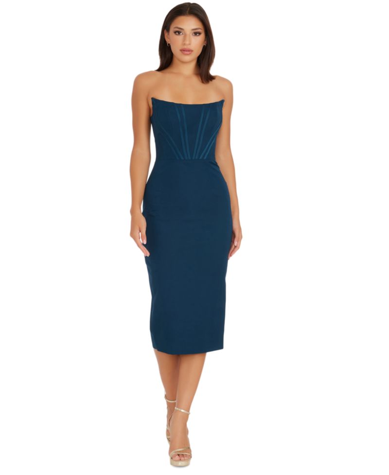 Women's Corset Strapless Midi Dress