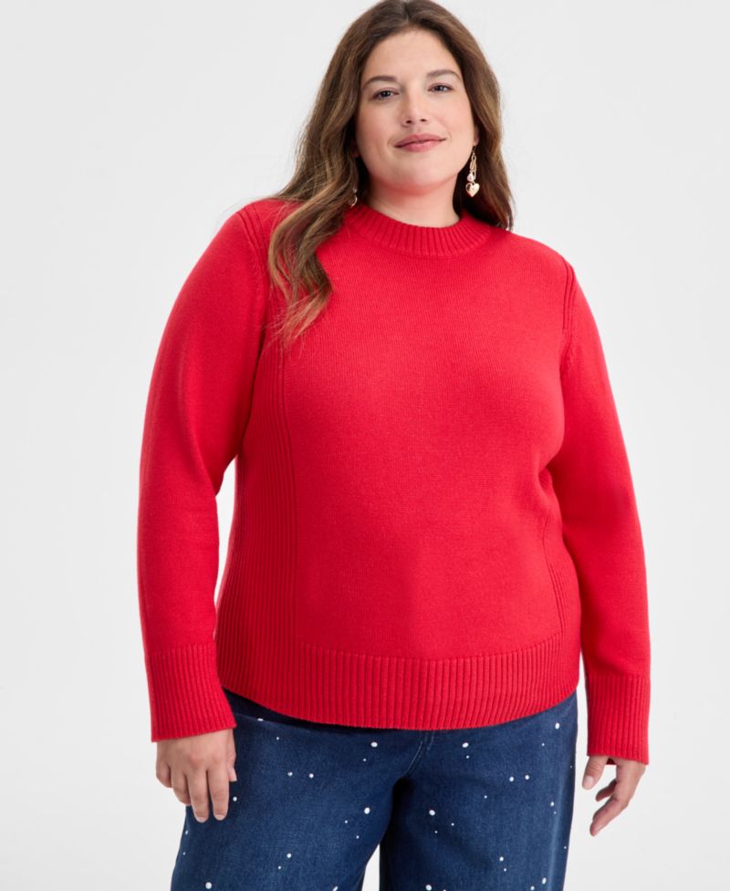Trendy Plus Size High-Neck Sweater