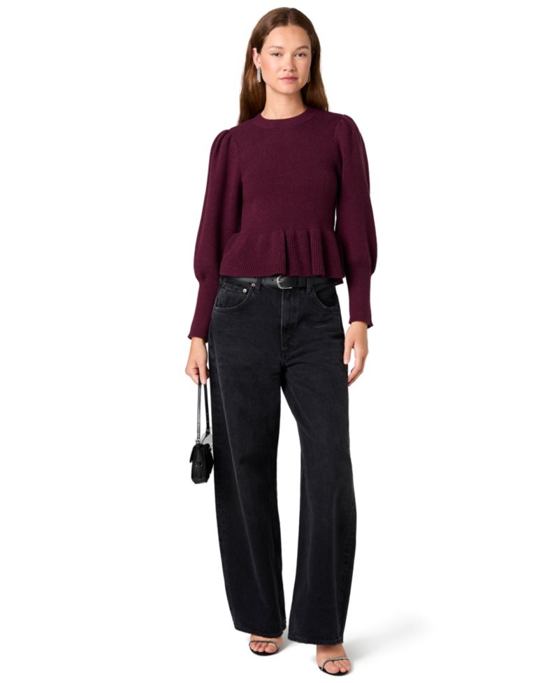 Women's Sloane Long-Balloon-Sleeve Peplum Sweater