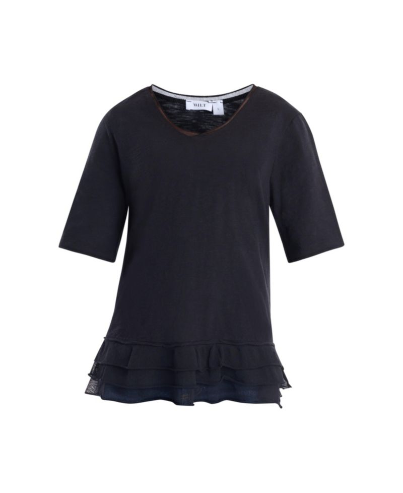 Women's Clothing V-Neck Mixed Media Tee