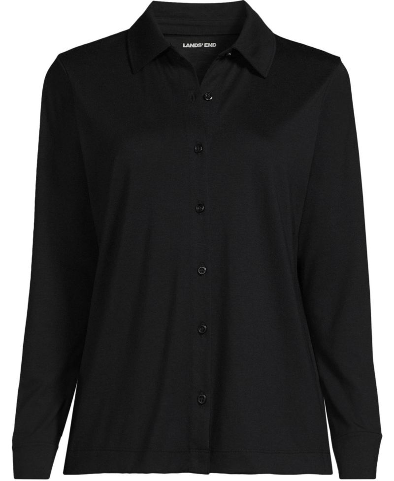 Plus Size Long-Sleeve Button-Front Relaxed-Fit Button-Down Shirt