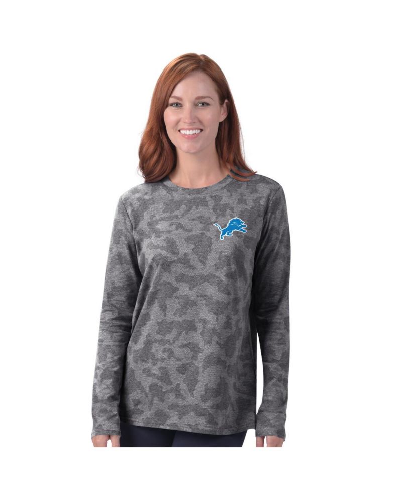 Women's Grey Detroit Lions Camo Performance Long Sleeve T-Shirt