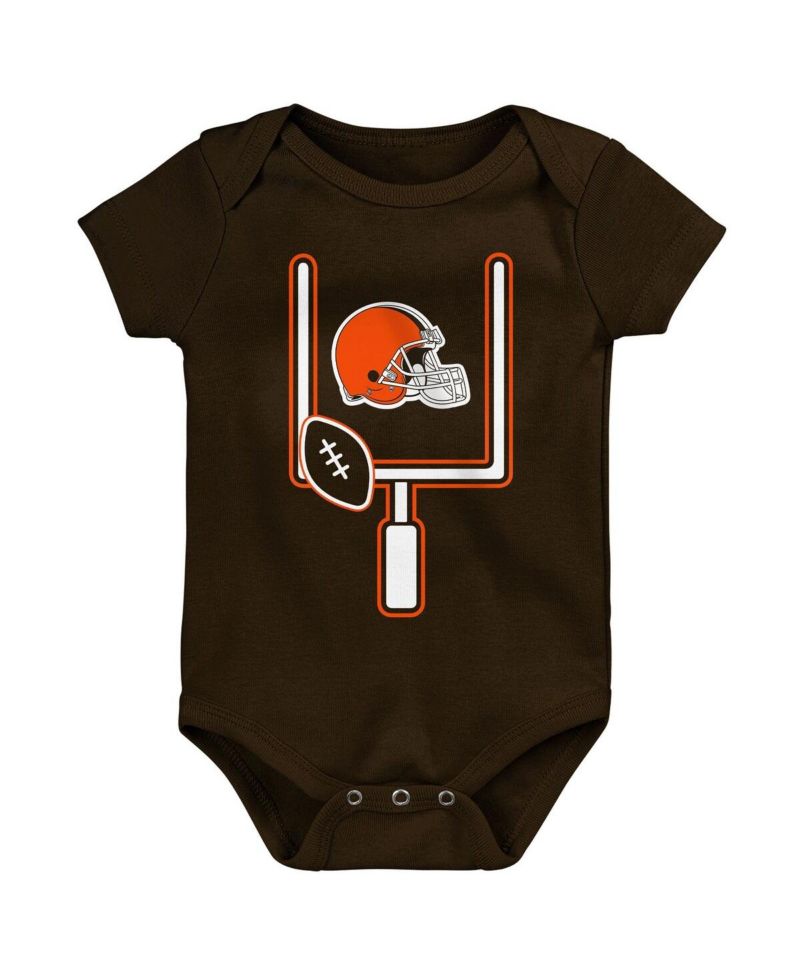 Baby Boys and Girls 3-Pack Cleveland Browns Littlest Player Bodysuit Set