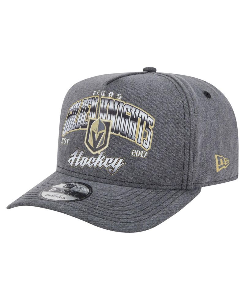 Men's Charcoal Vegas Golden Knights Throwback Washed A-Frame Pre-Curved 9FIFTY Snapback Hat