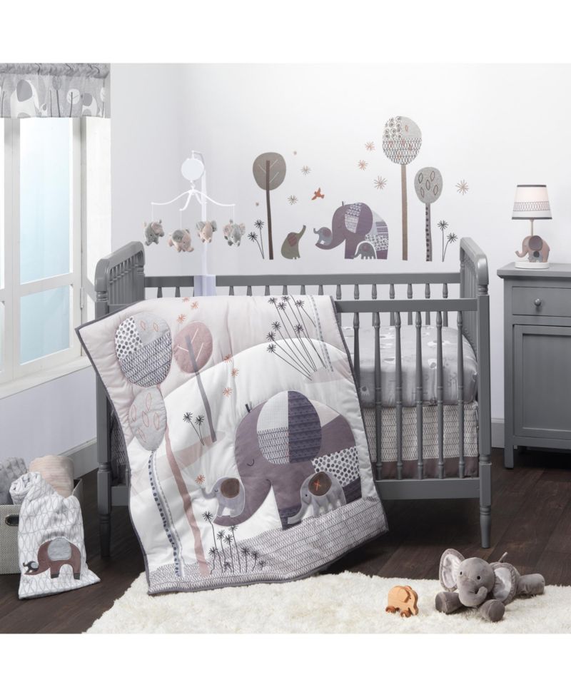 Elephant Love Musical Baby Crib Mobile Soother Toy - Gray
