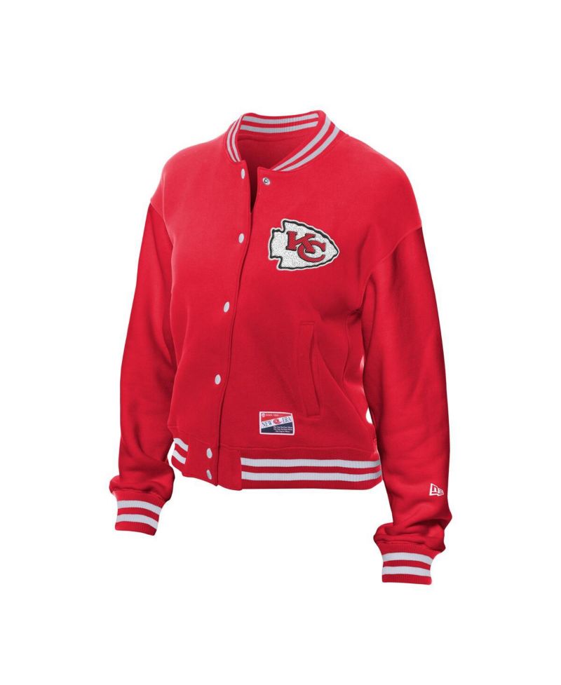 Women's Red Kansas City Chiefs Throwback Fleece Full-Snap Jacket