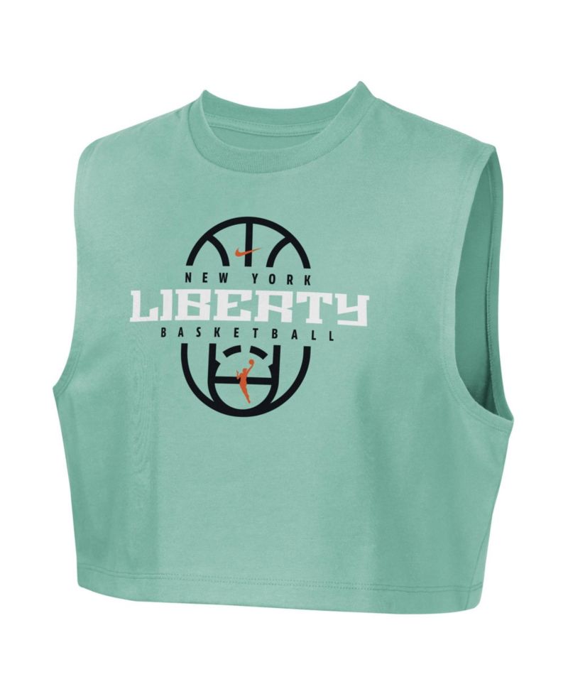 Big Girls Mint New York Liberty 2026 Authentic Practice Sleeveless Cropped T-Shirt