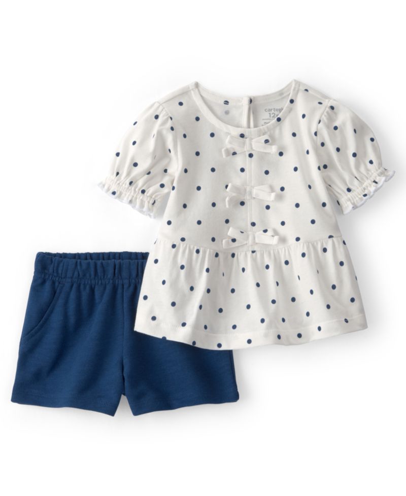 Baby Girls' Polka Dots Top & Shorts, 2-Piece Set
