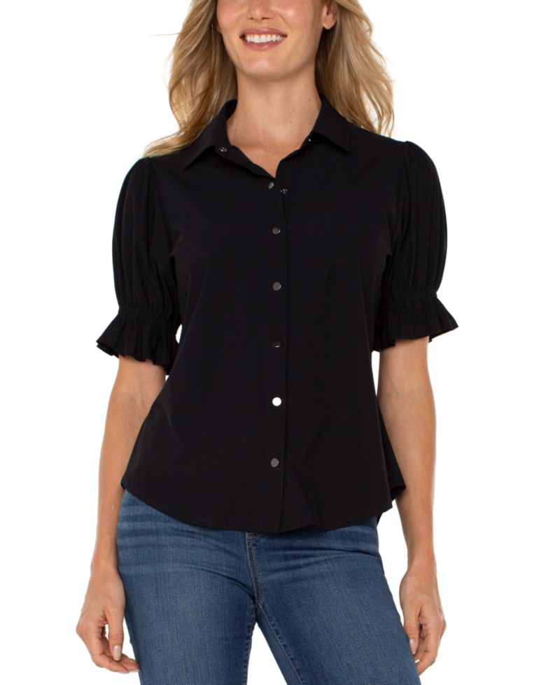 Petite Puffed-Sleeve Top