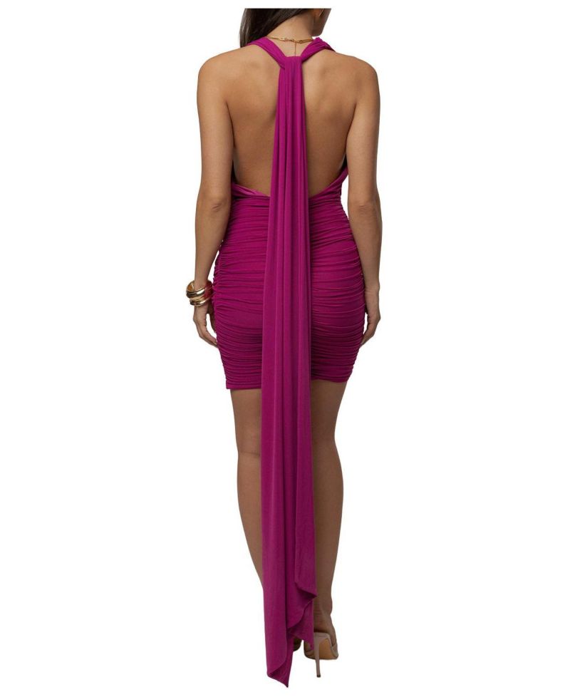 Women's Late Hour Animal-Print Body-Con Plunge Mini Dress