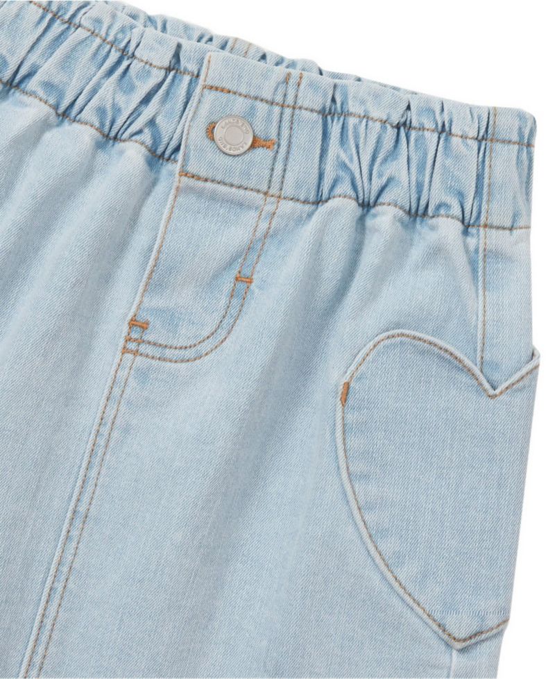 Girls' 4-16 Denim Heart-Shaped Cargo Pockets Elastic-Waist Skirt