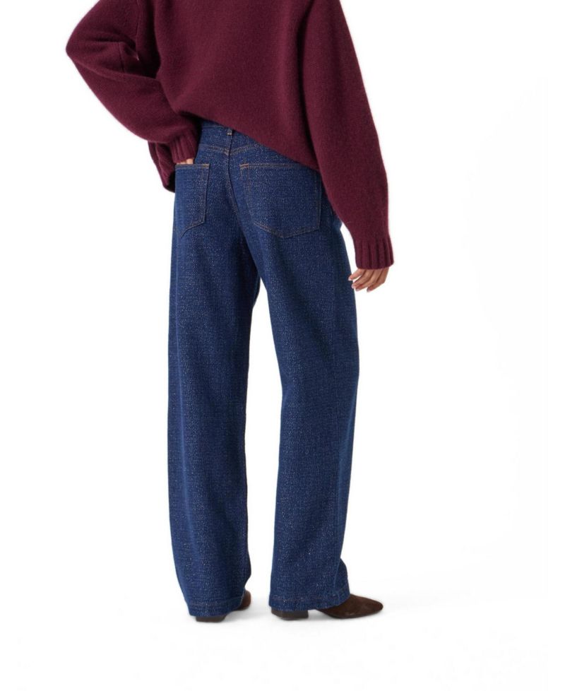 Women's Romy High-Waisted Wide-Leg Lurex Cotton-Blend Jeans