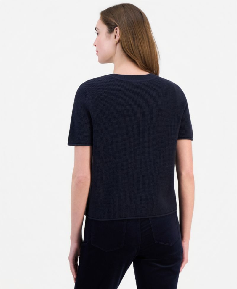 Women's Short-Sleeve Tuck Stitch Sweater