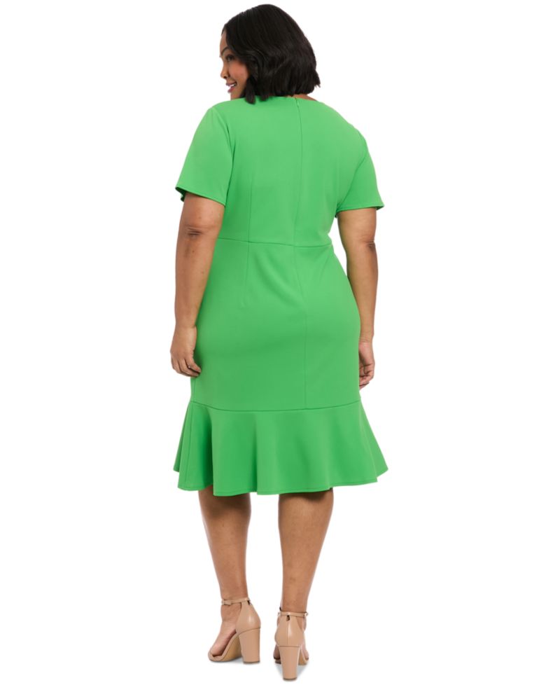 Plus Size Twist-Front Flounce-Hem Dress