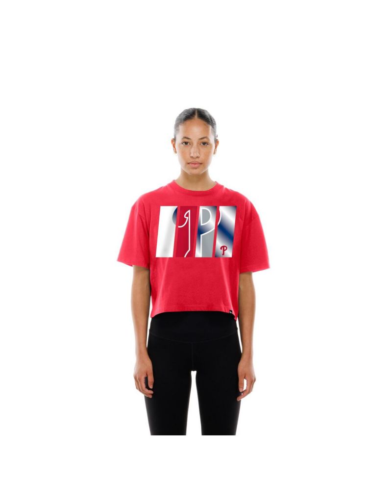 Women's Red Philadelphia Phillies Boxy Foil Logo T-Shirt