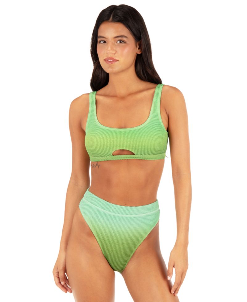 Women's Ombre Scrunch Scoop Neck Bikini Top and Cheeky High-Rise Swim Bottoms