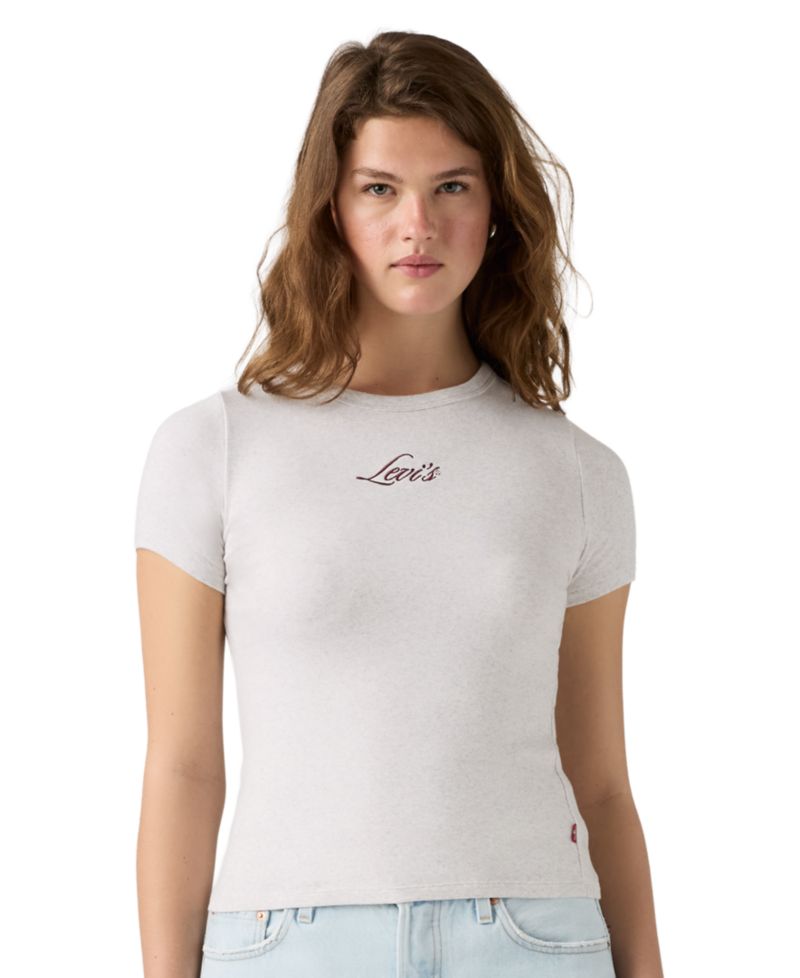 Women's Hayes Short-Sleeves Tee Rib-Knit Embroidered Logo T-Shirt