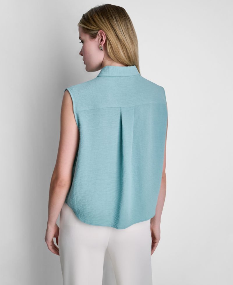 Women's Sleeveless Collared Top