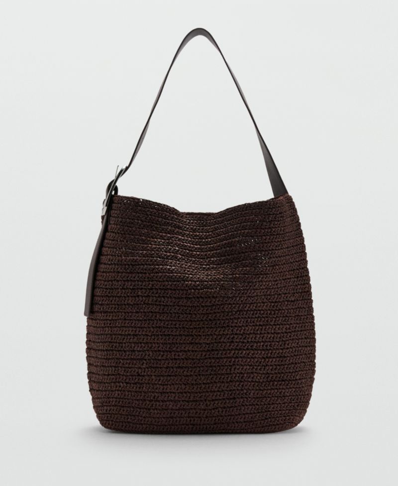 Women's Natural-Fiber Buckle Detail Shopper Bag