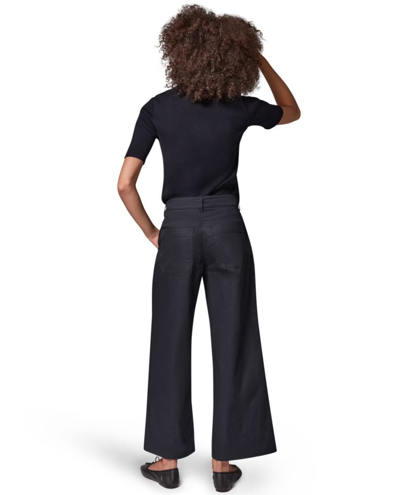 Women's Cotton Twill Wide-Leg Mid-Rise Pants,