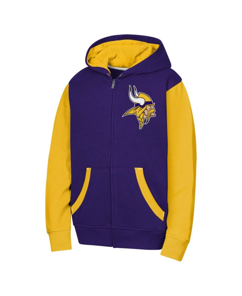 Big Boys and Girls Purple Minnesota Vikings Stadium Color block Full-Zip Hoodie