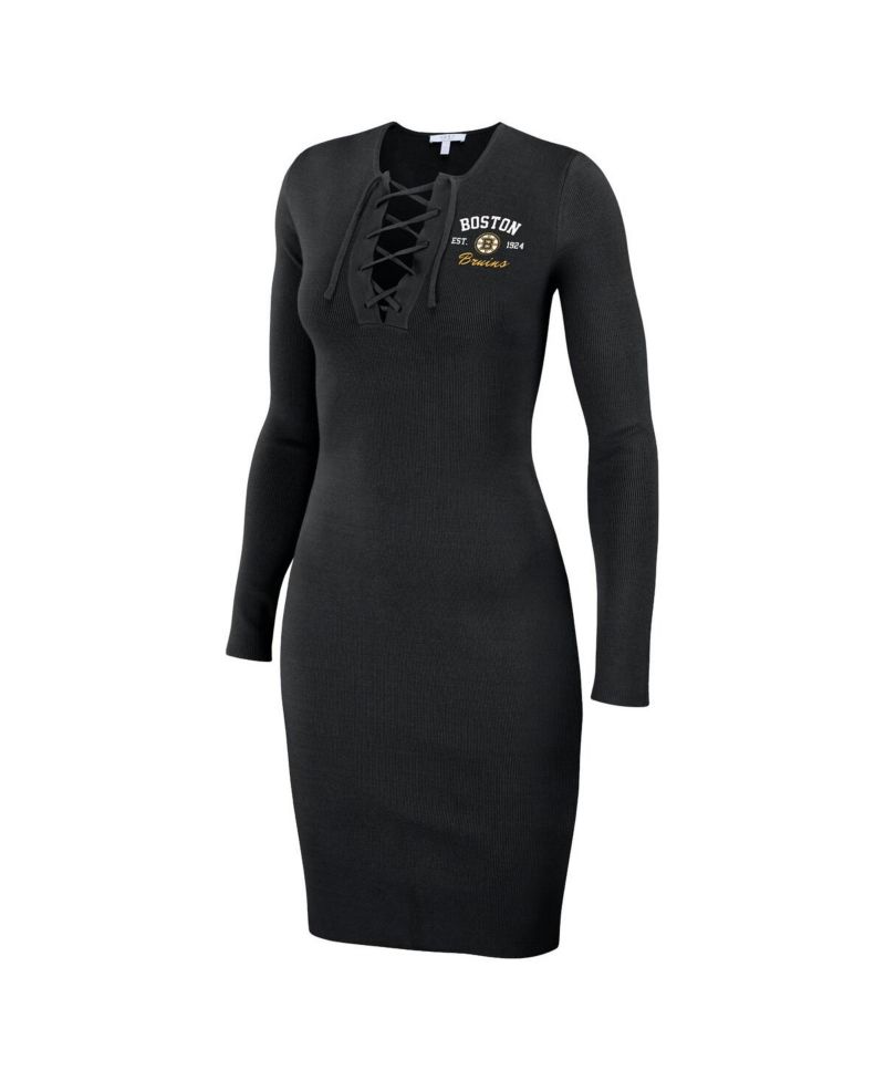 Women's Black Boston Bruins Lace-Up Dress