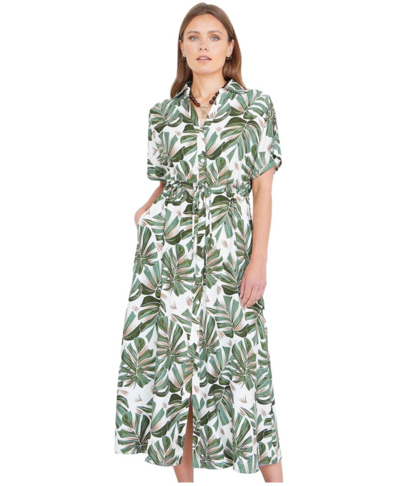 Women's Relaxed Boho Print Maxi Shirt Dress