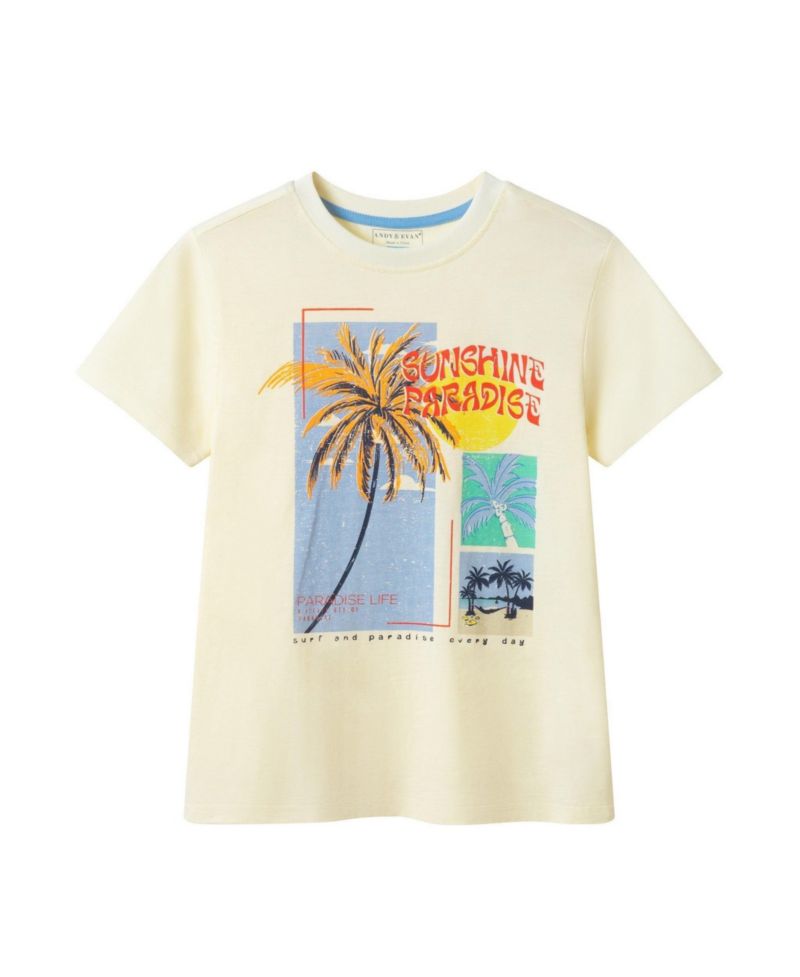 Big Boys Andy and Evan White Palm Tree Graphic Tee
