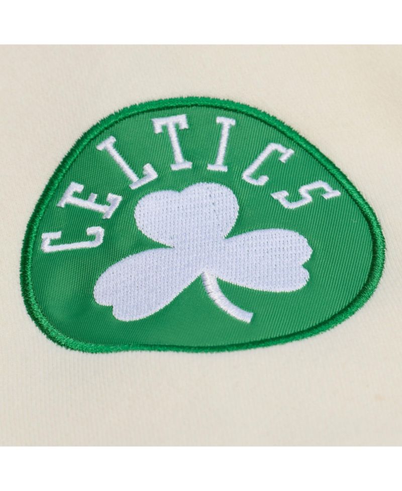 Men's Cream Boston Celtics Hardwood Classics Chainstitch Premium Fleece Hoodie
