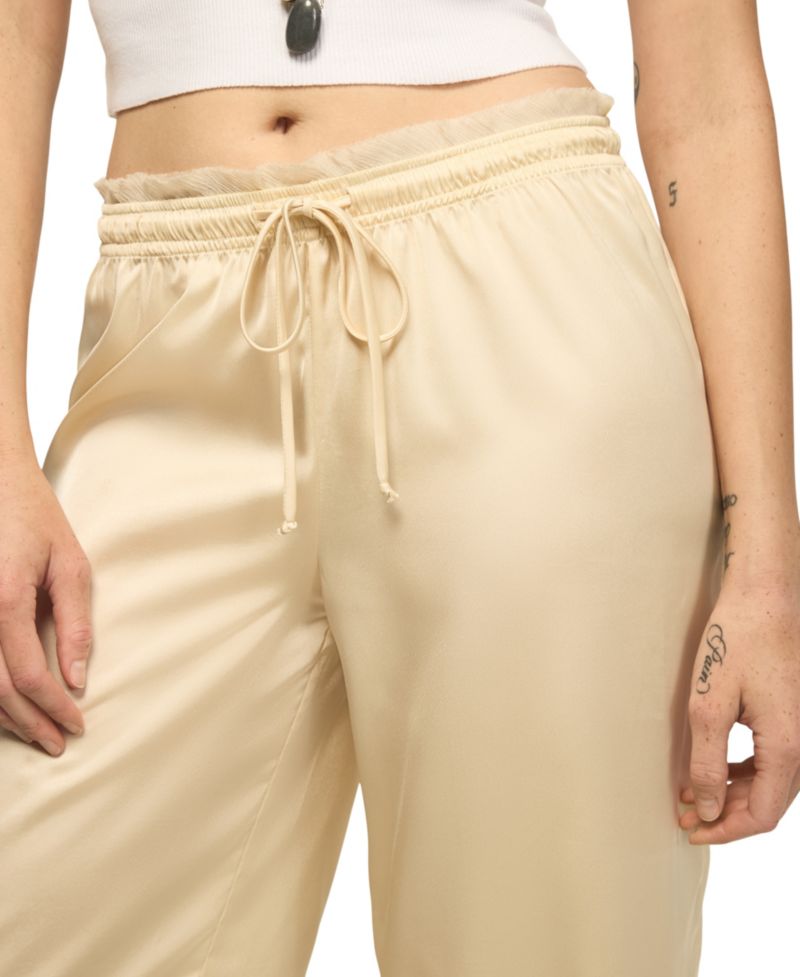 Women's Pull-On Wide-Leg Lace Trim Pants