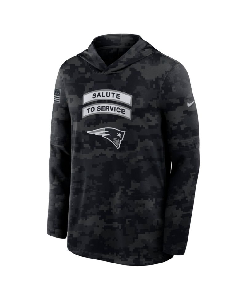 Men's Black New England Patriots 2026 Salute to Service Sideline Lightweight Hooded Pullover