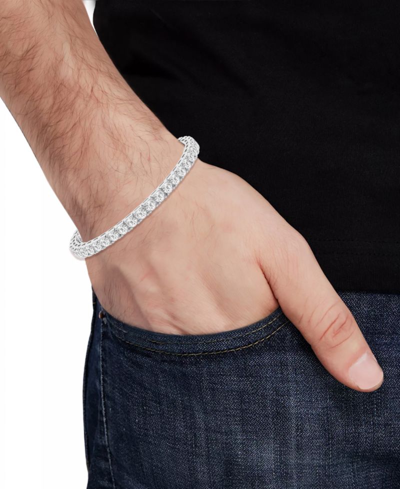 Men's Lab Grown Diamond (12 ct. t.w.) Bracelet in Sterling Silver