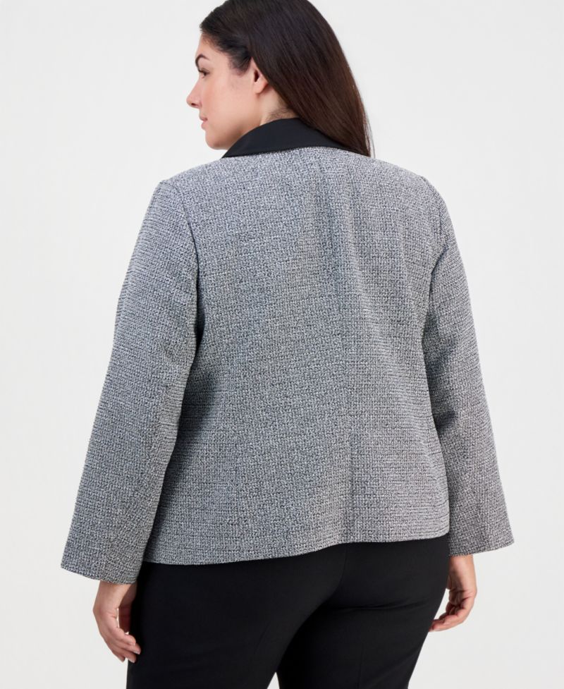 Plus Size Tweed Open-Front Blazer