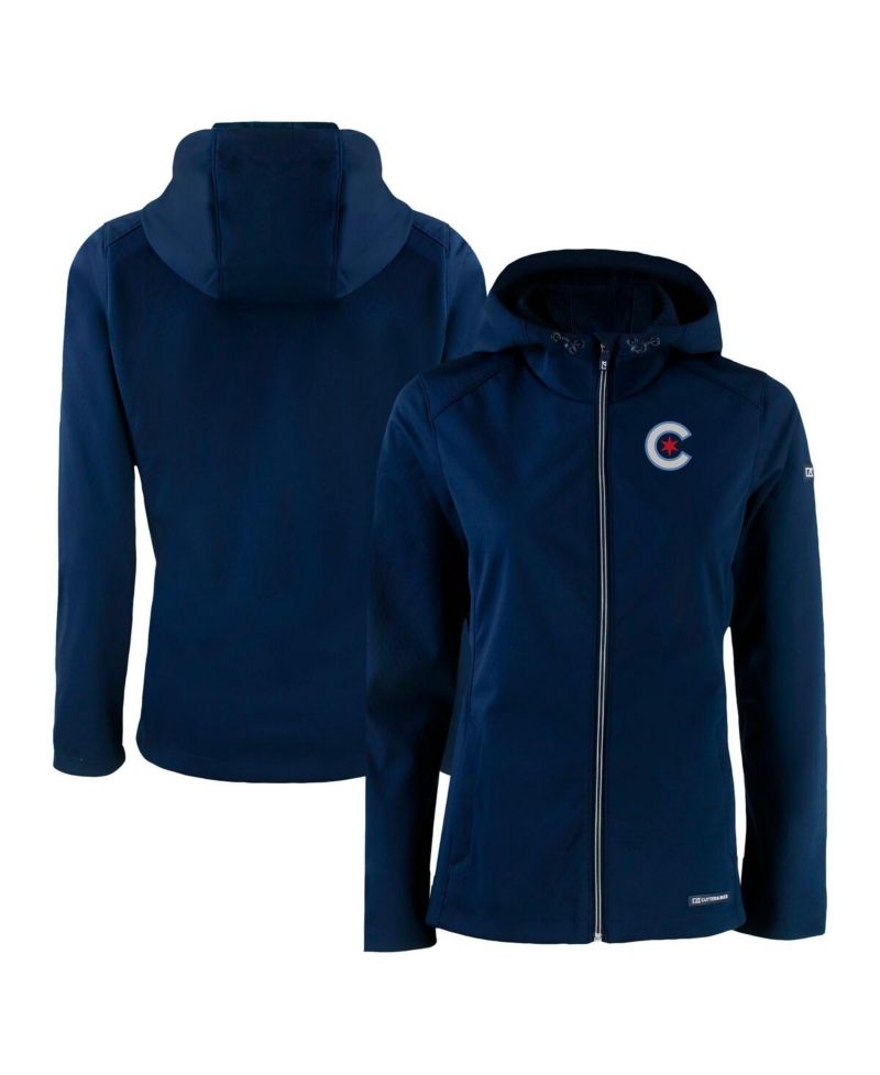 Women's Navy Chicago Cubs City Connect Evoke Eco Softshell Full-Zip Hoodie Jacket