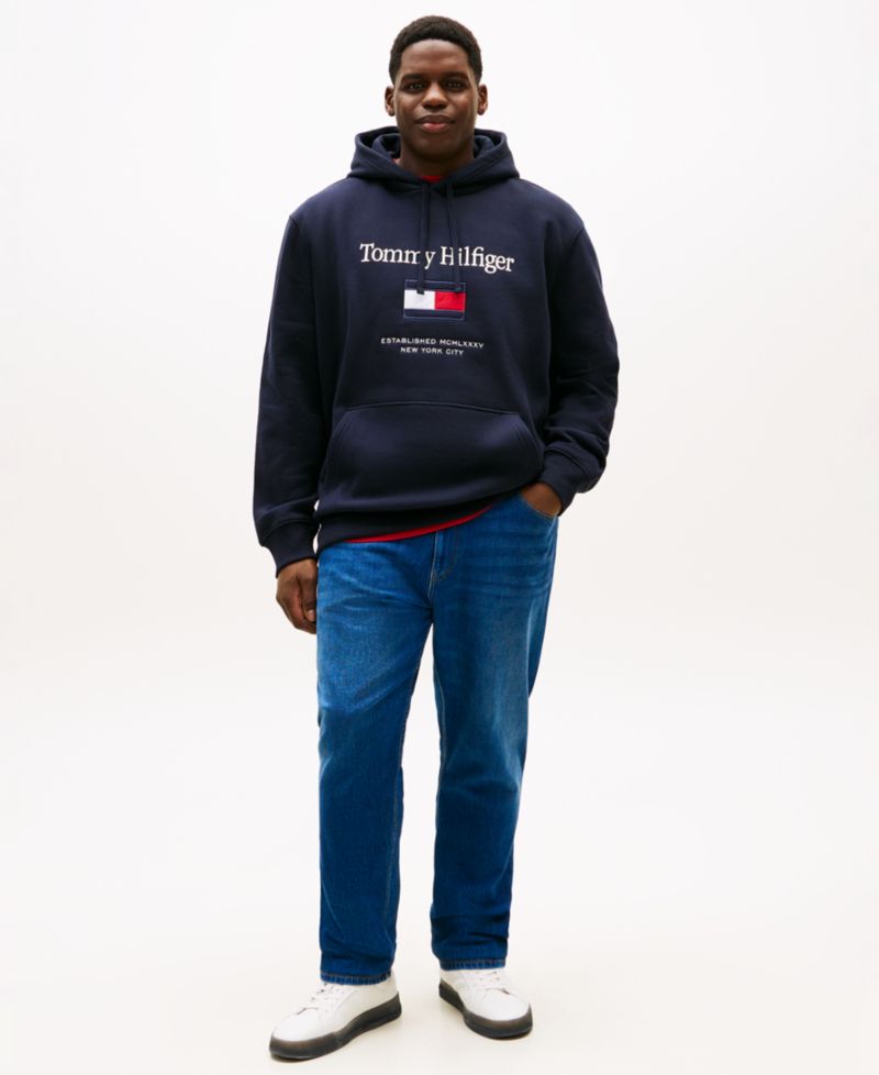 Men's Big & Tall Embroidered Flag Hooded Sweatshirt