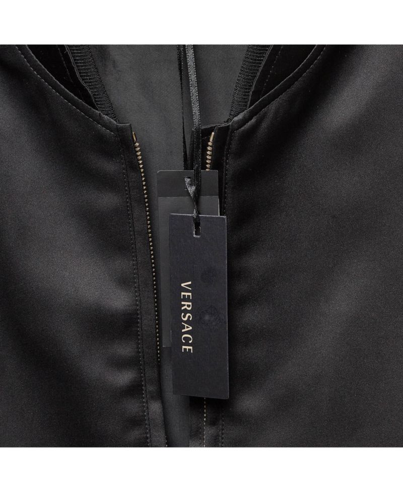 Women's Black Medusa Embroidered Satin Bomber Jacket