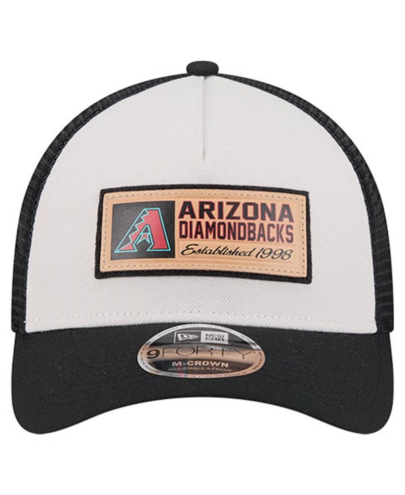 Men's Stone/Black Arizona Diamondbacks Text A-Frame Trucker 9FORTY Hat