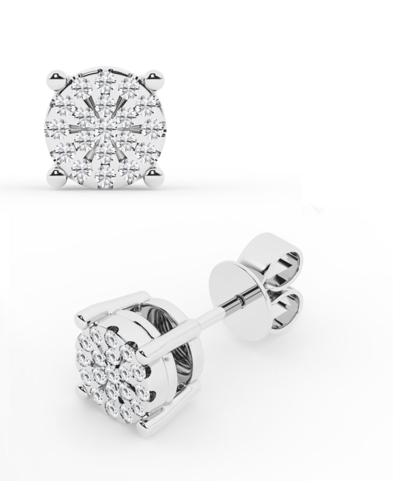 Diamond Cluster Stud Earrings in Sterling Silver (1/4 ct. t.w.)
