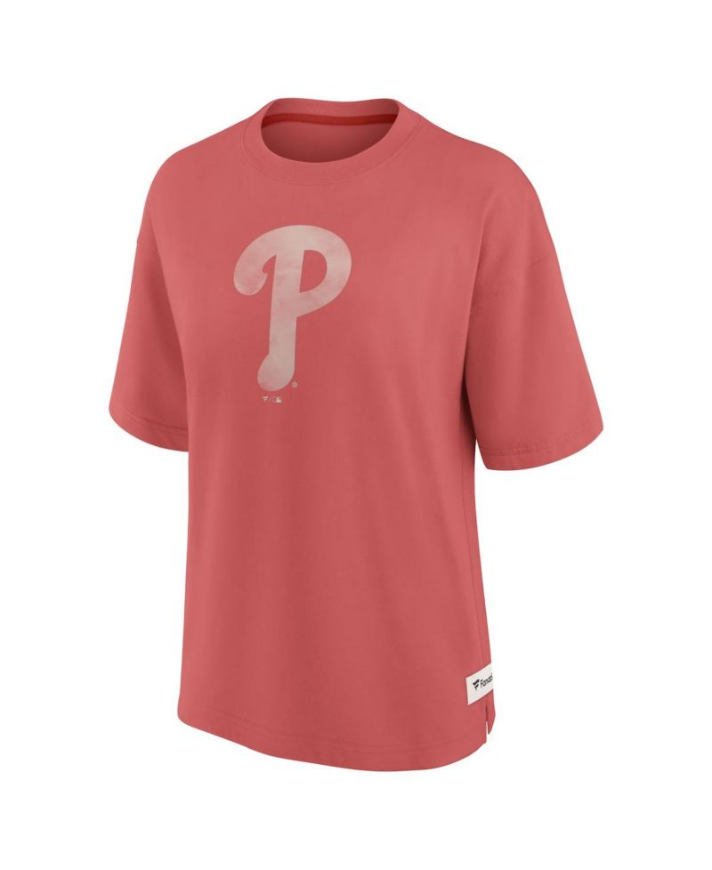 Women's Red Philadelphia Phillies Oversized Elements Raw Edge Future Ground T-Shirt