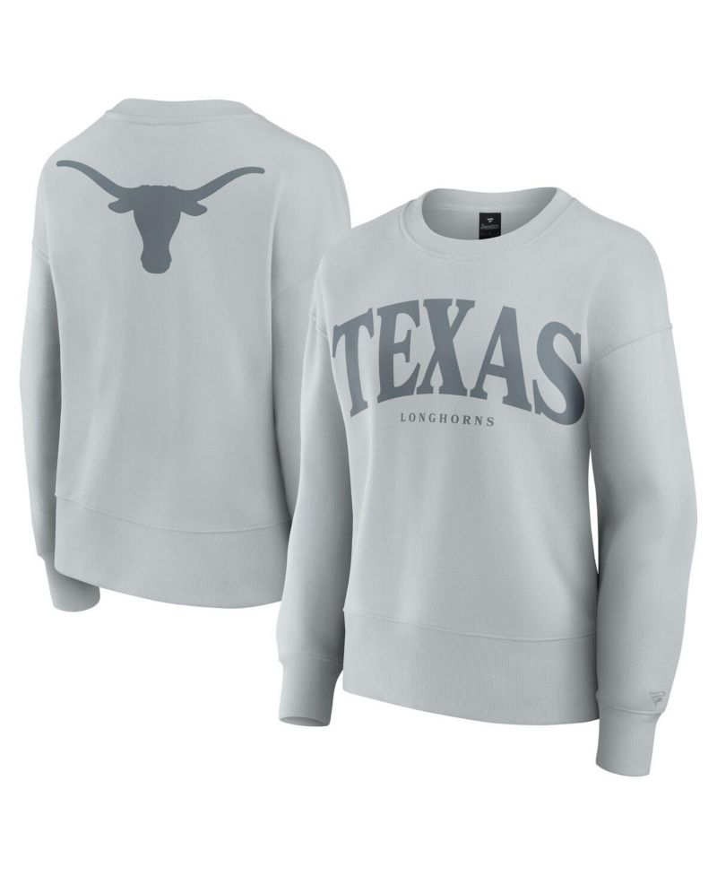 Women's Gray Texas Longhorns Supersoft Flow Fleece Pullover Sweatshirt